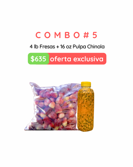 Combo 5: 4 lb Fresas + 16 oz Pulpa de Chinola - Sharegi