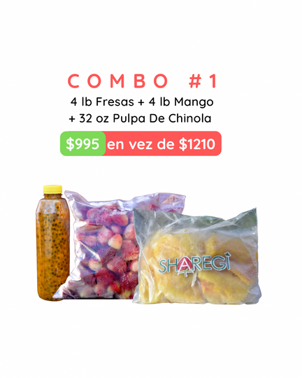 COMBO #1: 4 lb Fresas+ 4 lb Mango + 32 oz Pulpa Chinola - Sharegi